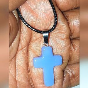 Blue Cross Pendant Necklace